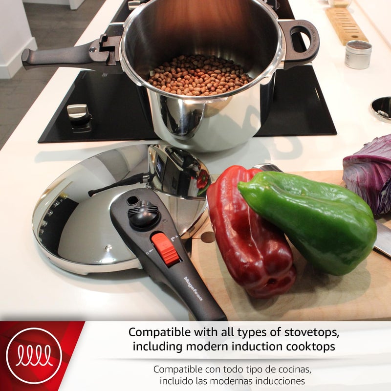 Magefesa Practika Plus 8-Quart Stainless Steel Pressure Cooker, Suitable for All Types of Stovetops, 5-Layer Heat Diffuser Bottom, 5 Safety Systems, Even Heat Distribution - Image 5